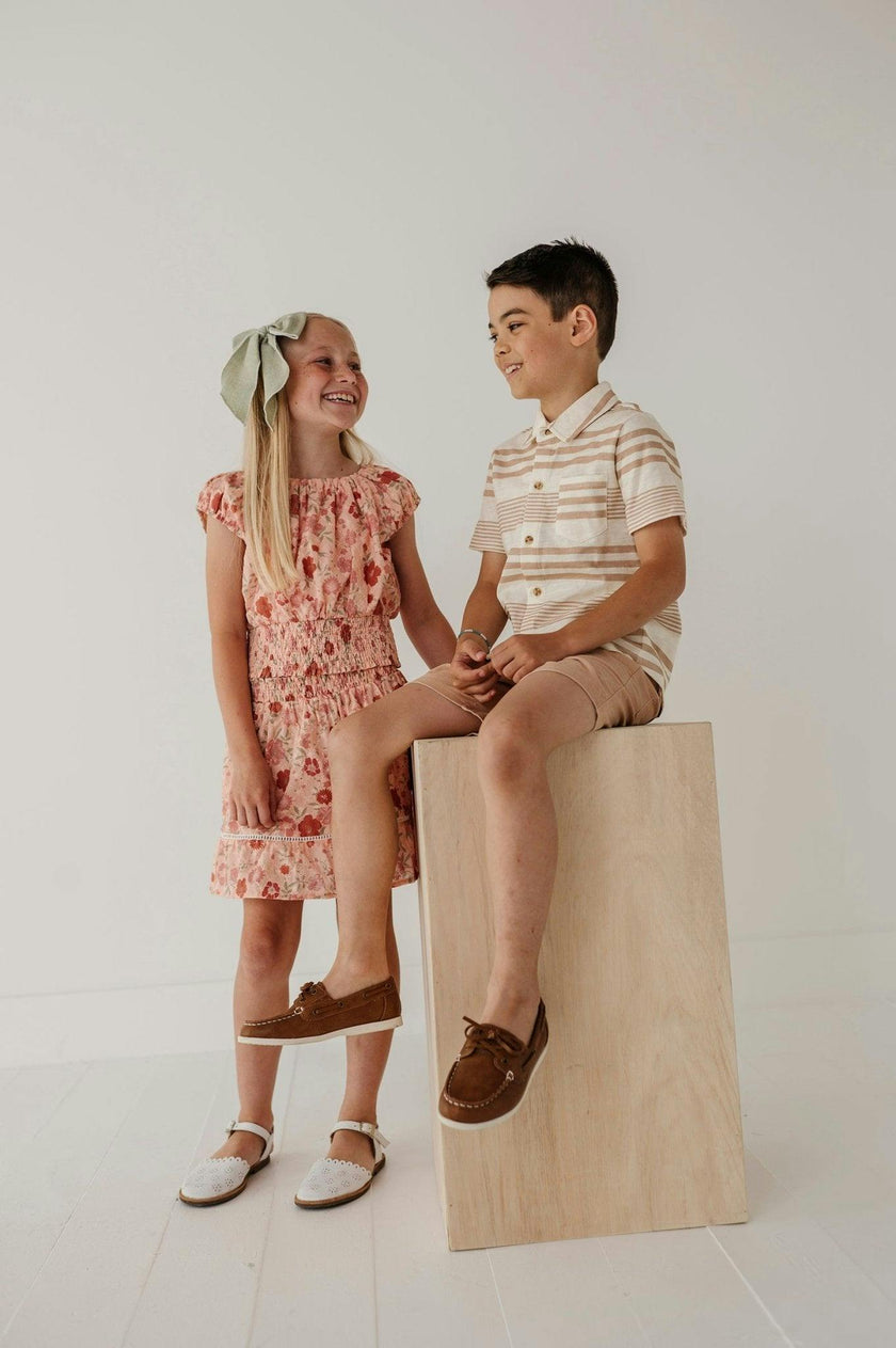 Girls Smocked Eyelet Skirt in Phoebe Floral