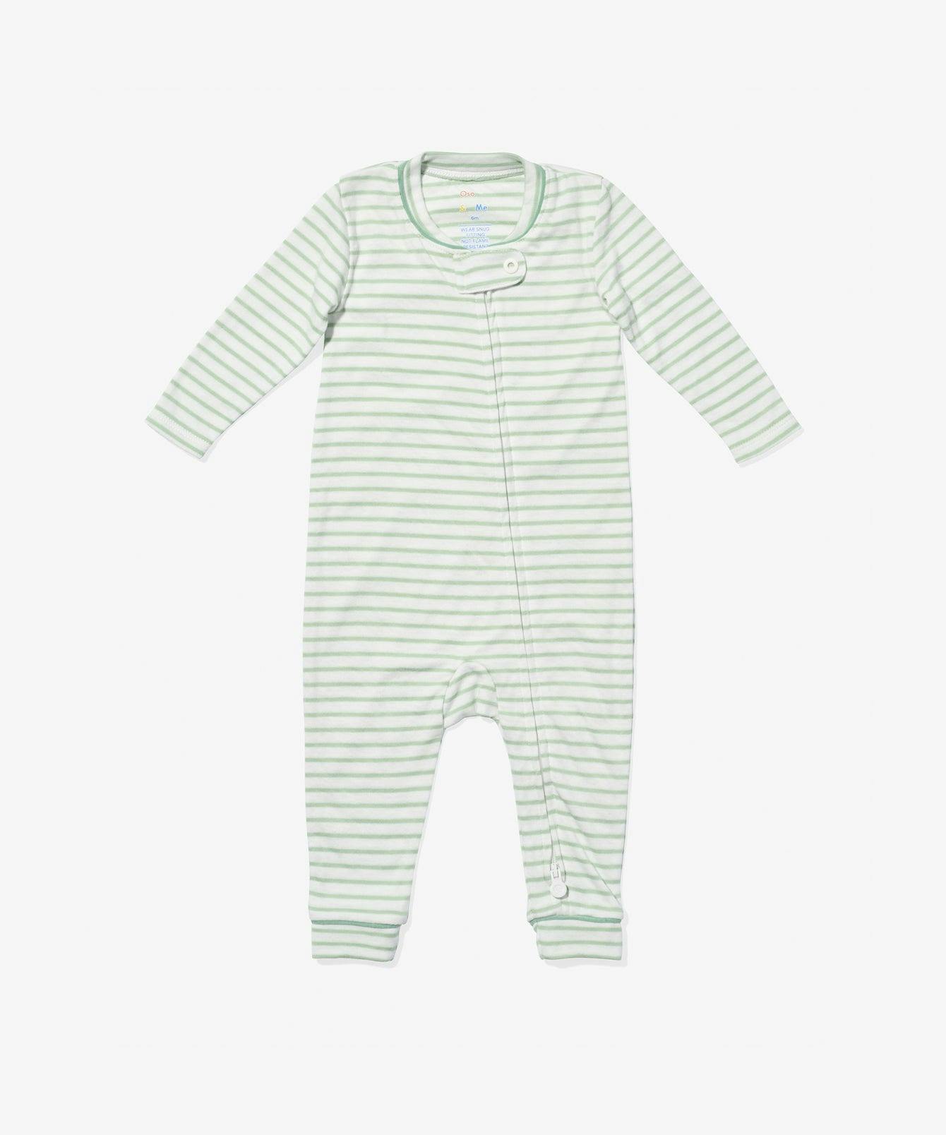 Ziggy Zip Romper, Dusty Seafoam Mini Stripe