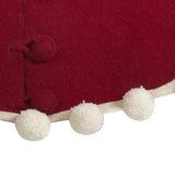 Handmade Christmas Tree Skirt Felt - Pom Poms Red 63" / 72"