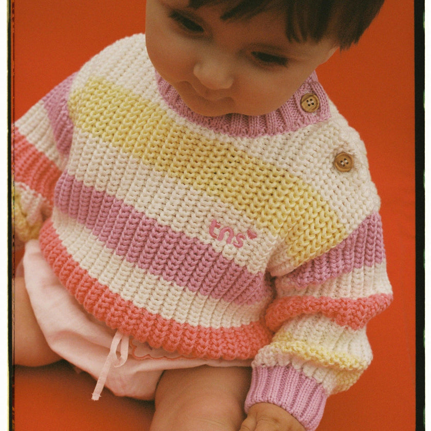 Celosia Baby Jumper Pink Lavander Stripes