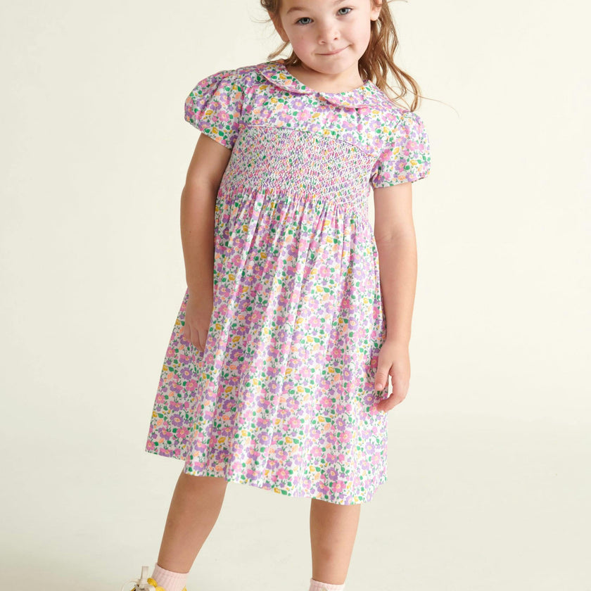 Made With Liberty Fabric Smocked Girls Dress Crisantha