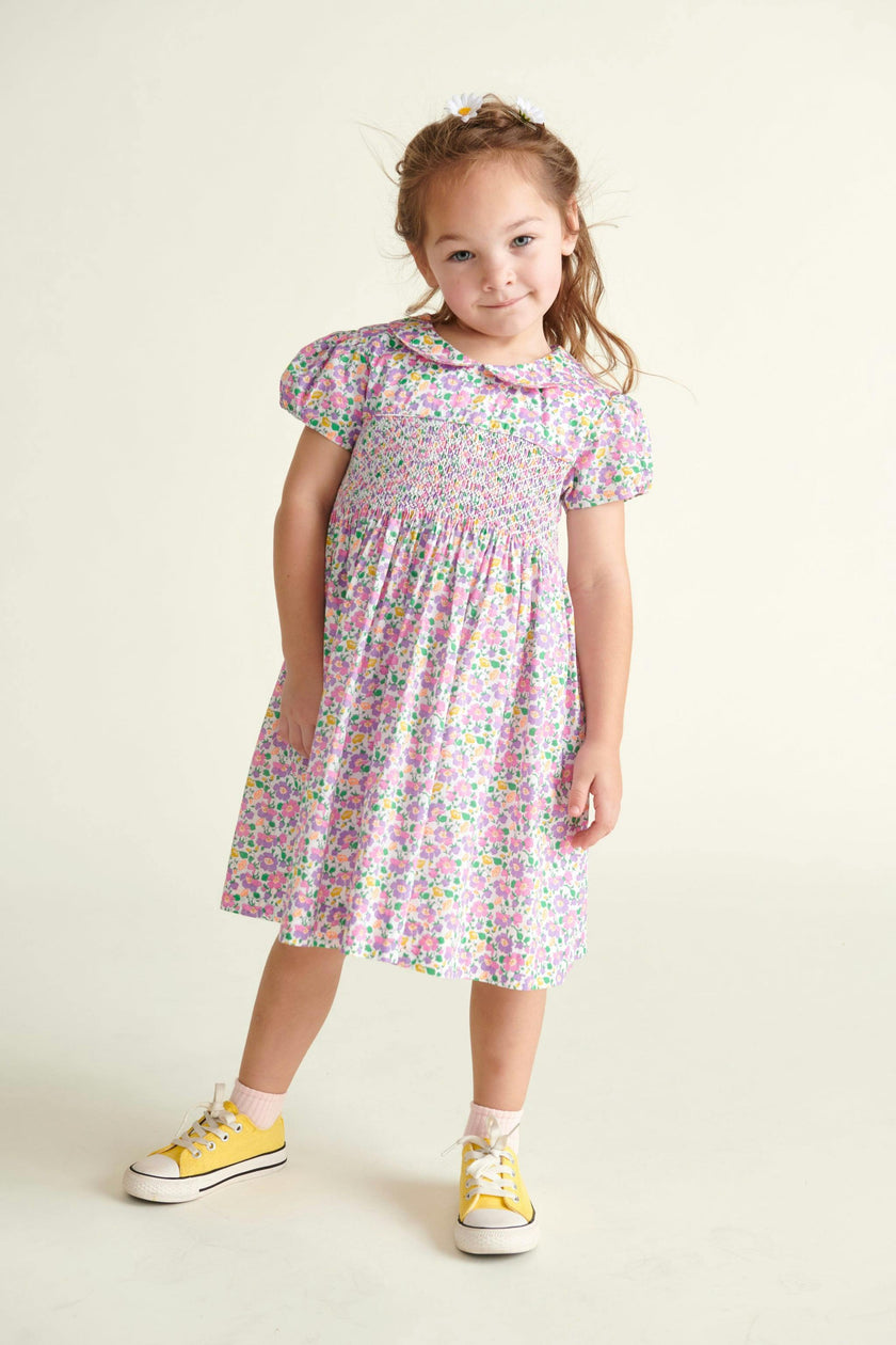 Made With Liberty Fabric Smocked Girls Dress Crisantha