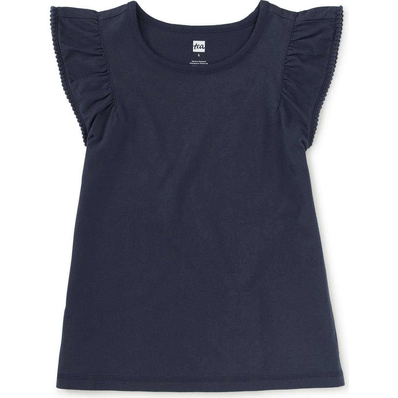 Pom-Pom Flutter Top, Blue