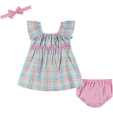 Infant Girls Plaid Dress Set | White Plaid