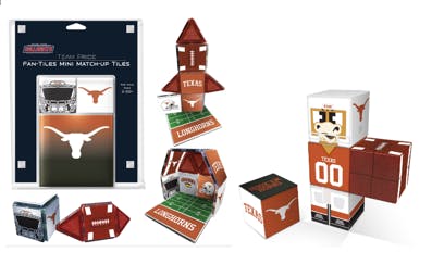 TEXAS LONGHORNS Magnetic Fan Tiles & Qubee Character Combo Set