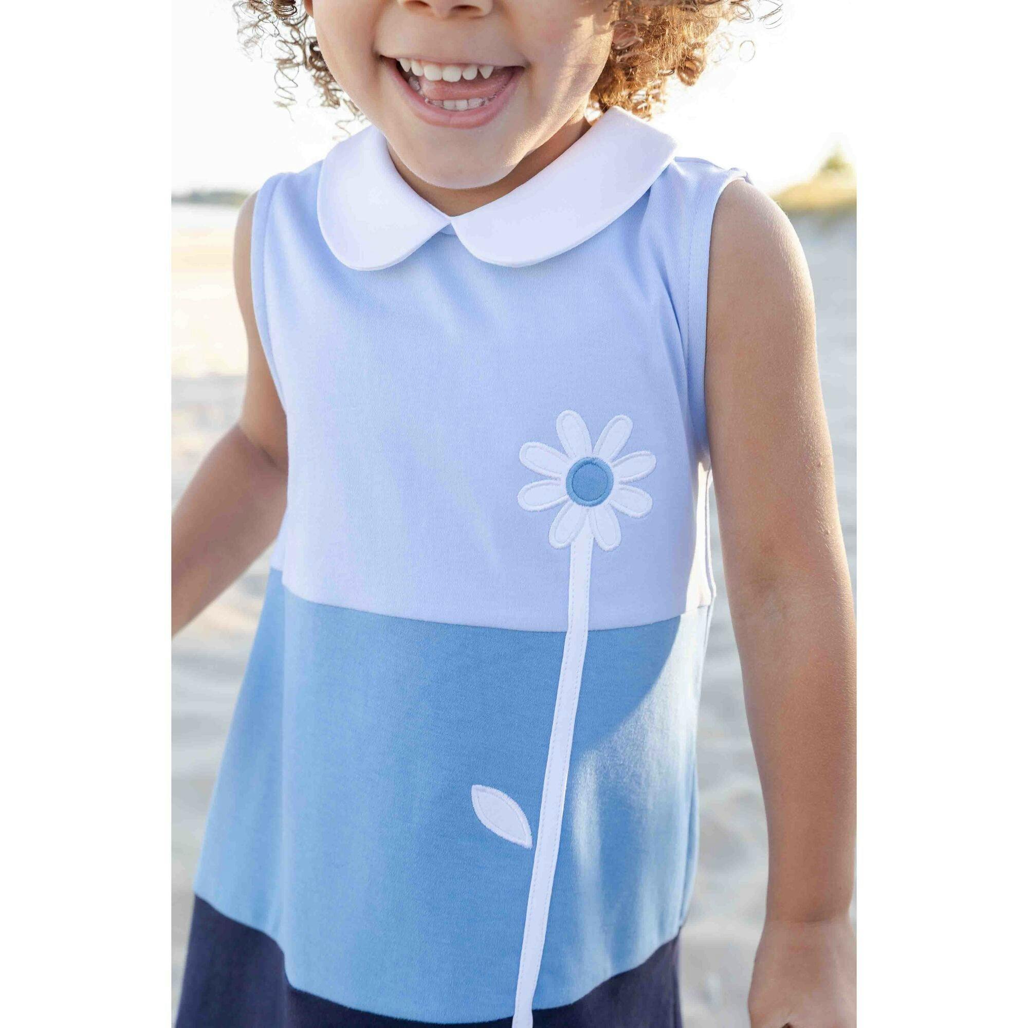 Colorblock Knit Dress With Flower