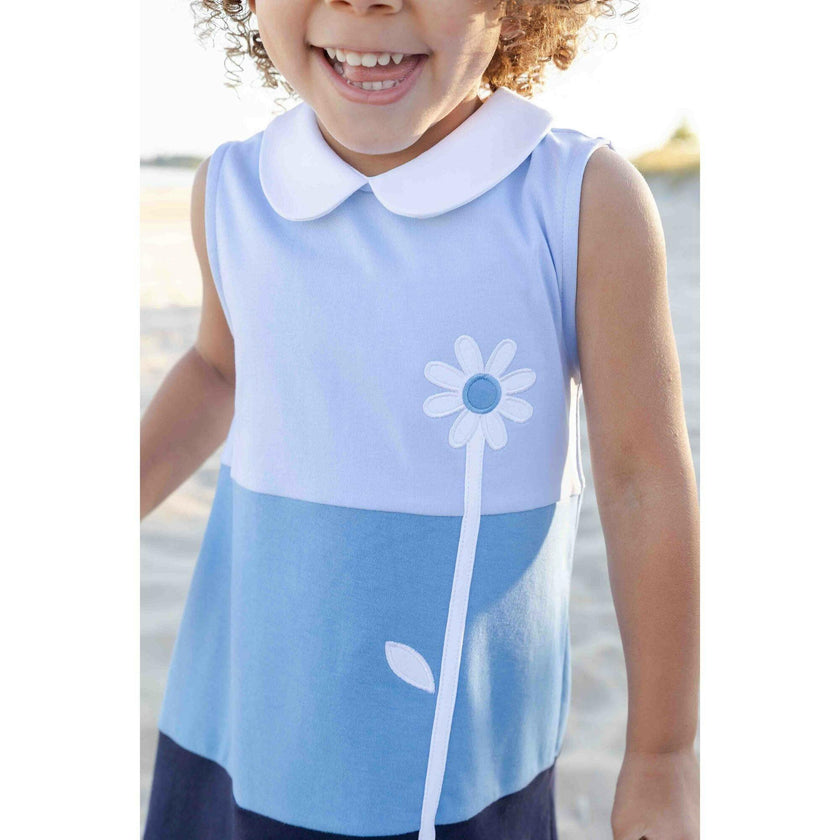 Colorblock Knit Dress With Flower