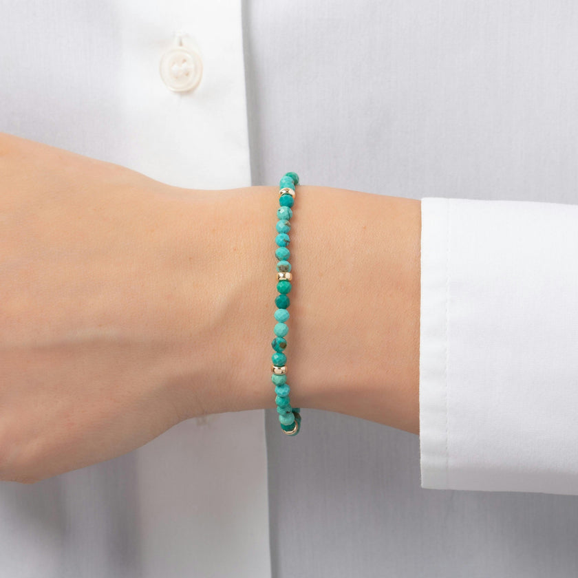 14K Gold Turquoise Segment Bead Bracelet