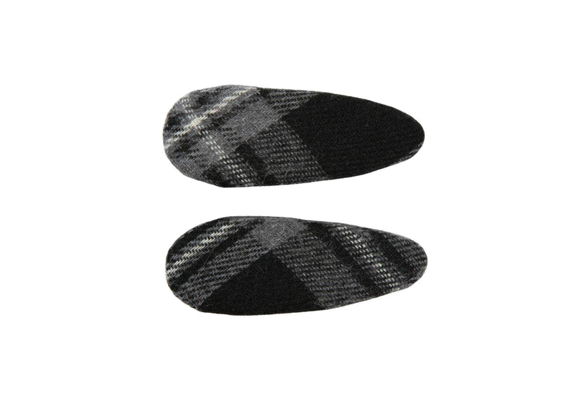 Winter Check Small Covered Snap Clip Set