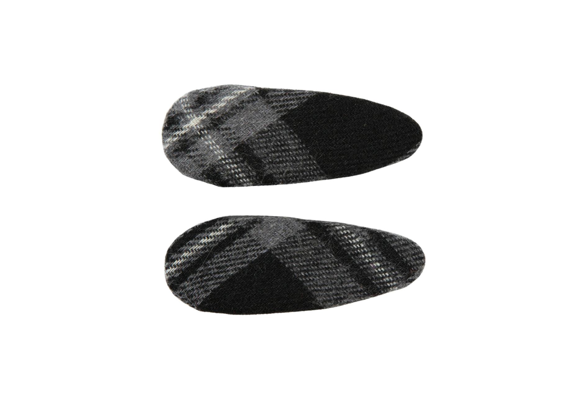 Winter Check Small Covered Snap Clip Set