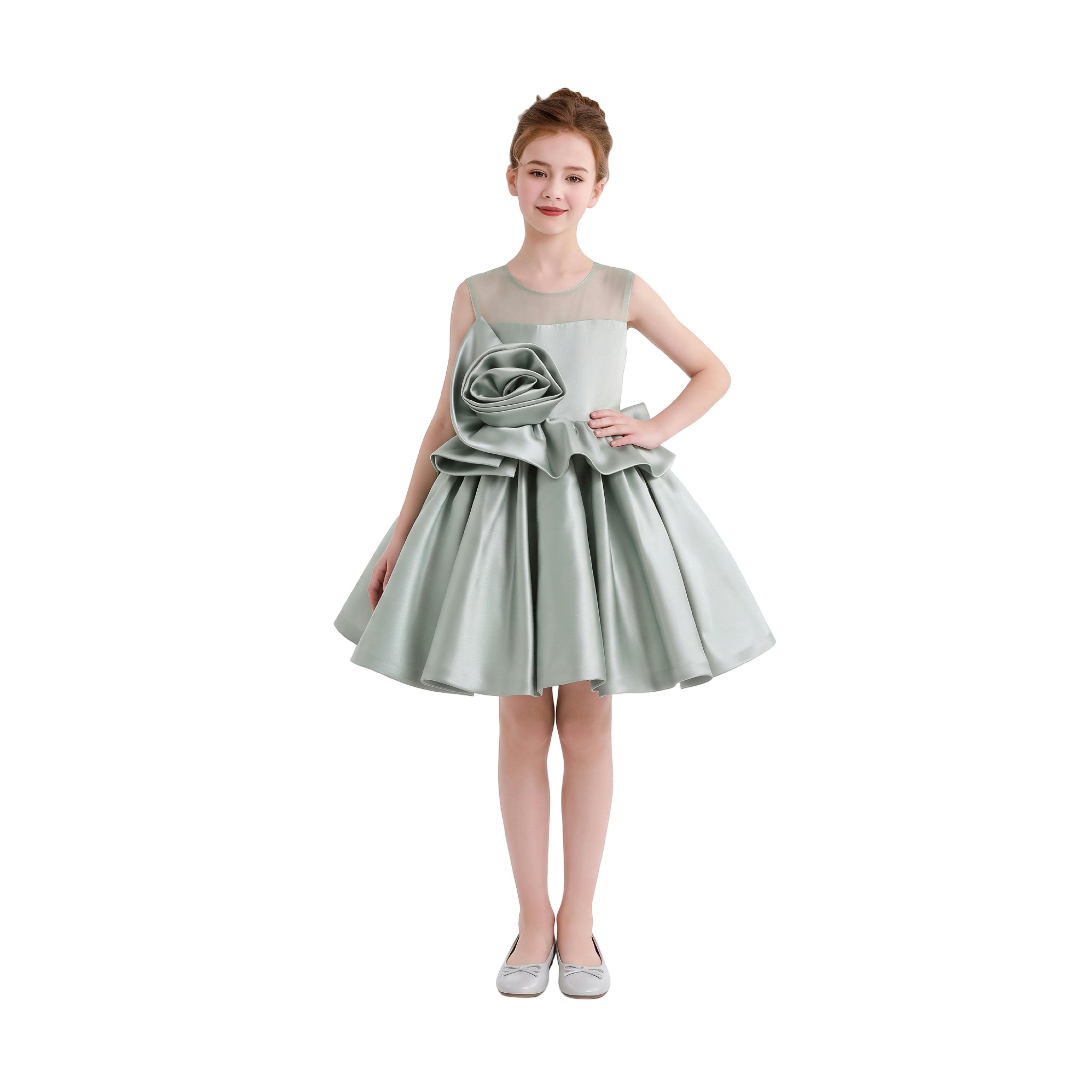 Green Oriana Peplum Sculpted Rose Dress