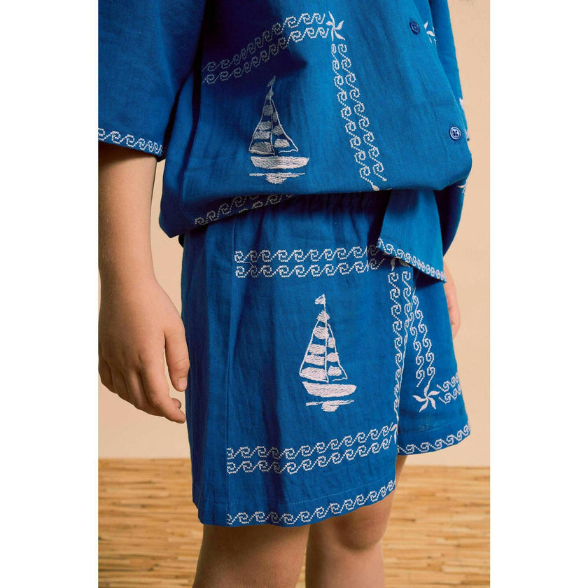 BARCOS EMBROIDERED SHORTS BLUE
