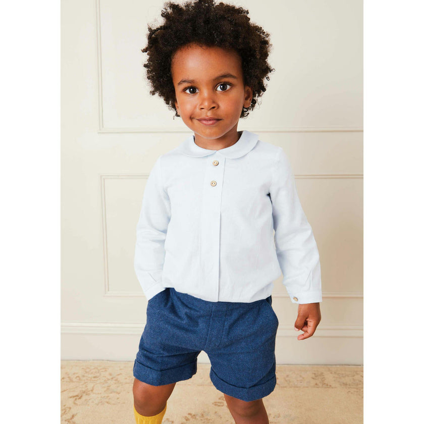 Blue Peter Pan Collar Shirt With Front Pleat (12mths-3yrs)