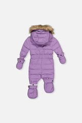 Baby Original One Piece Puffy Snowsuit With Removable Mittens And Boots Violet