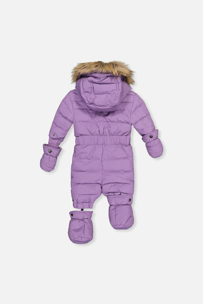 Baby Original One Piece Puffy Snowsuit With Removable Mittens And Boots Violet