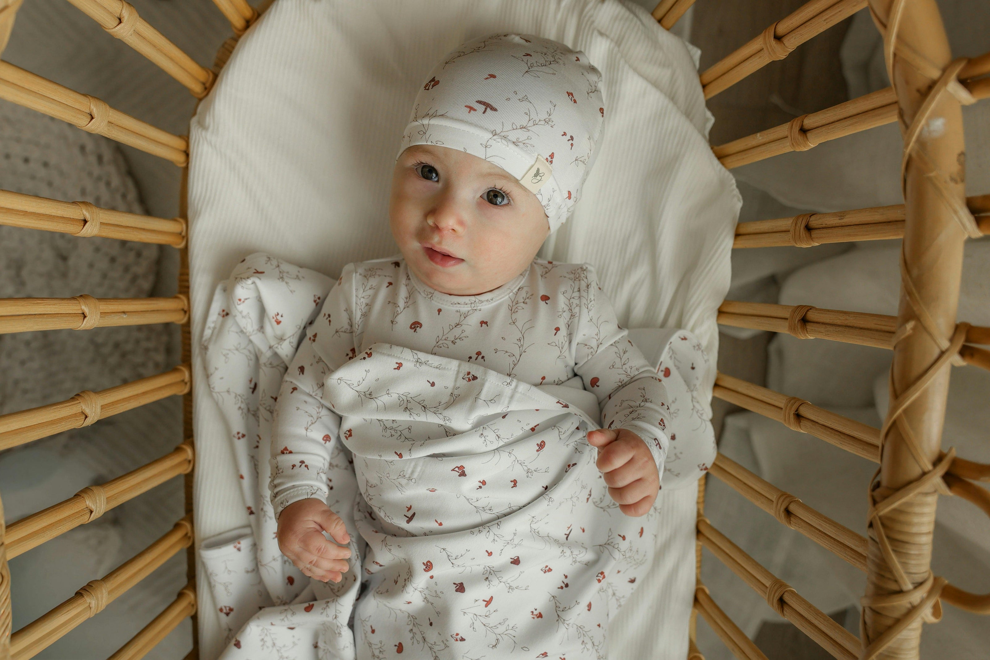 Floral and Mushroom Print Blanket