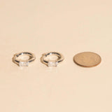 Titanium Baguette Crystal Rounded Huggie Hoop Earrings - FeatherTUFF™