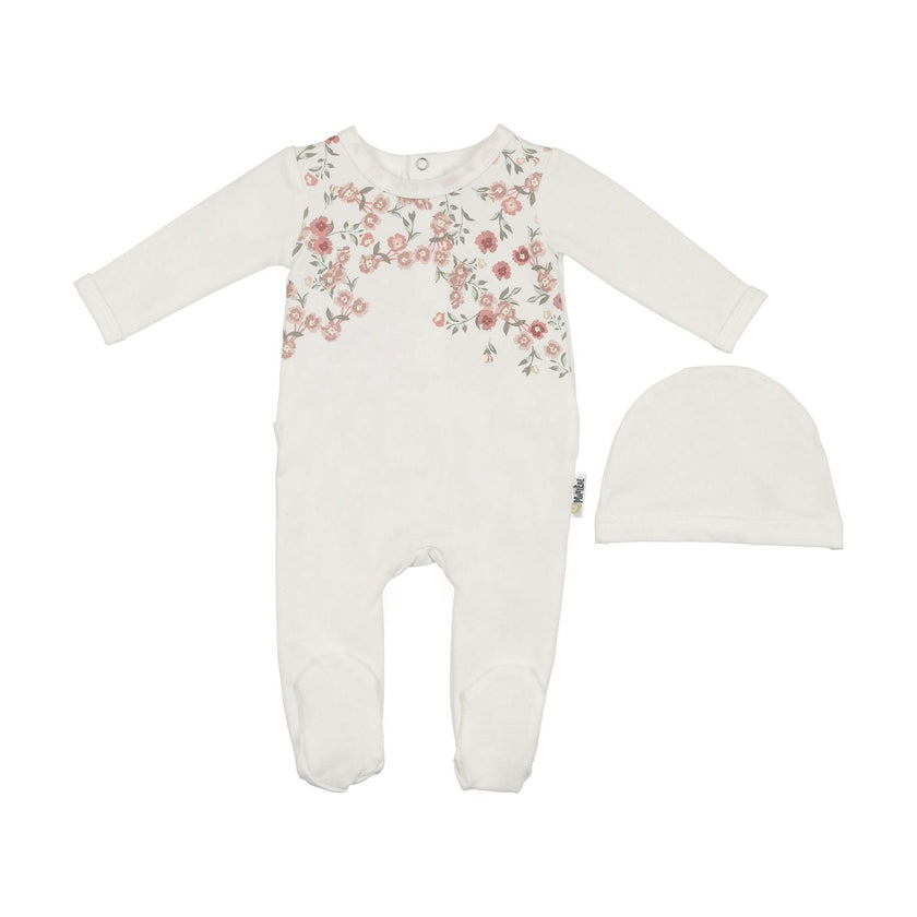 Assymetrical Leaves Footie and Beanie Set