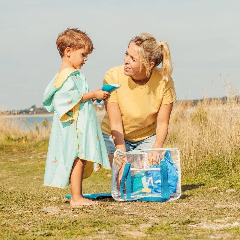 Quut Beach Bag Set Ocean + Road Blue Play Towel