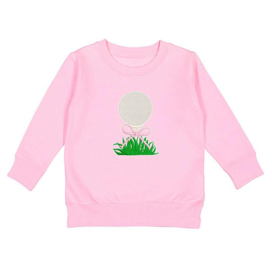 Golf Tee Bow Patch Sweatshirt - Pink