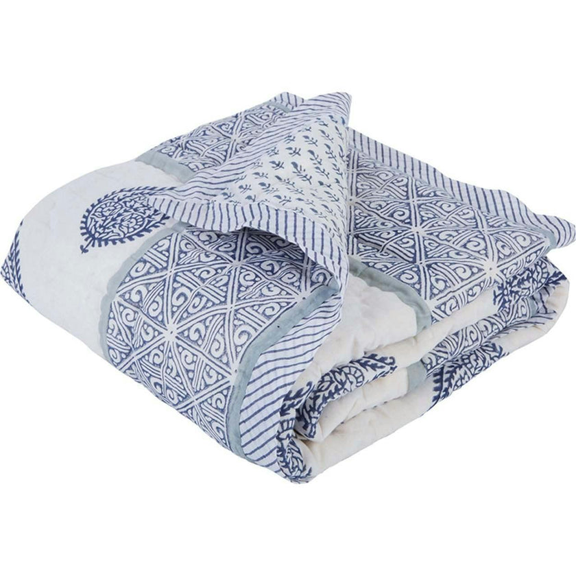 Block-Printed Cotton Crib Quilt