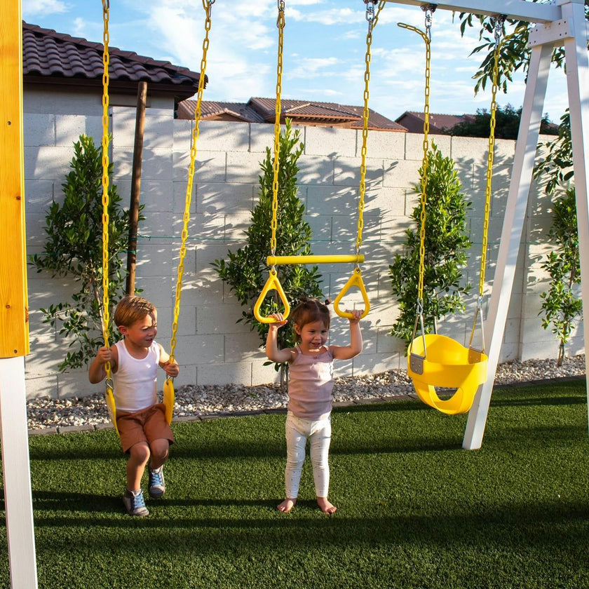 Forest - Modern Backyard Outdoor Swing Set 2 Swings And Trapeze Bar