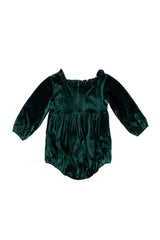 Baby Cypress Romper in Green Velvet