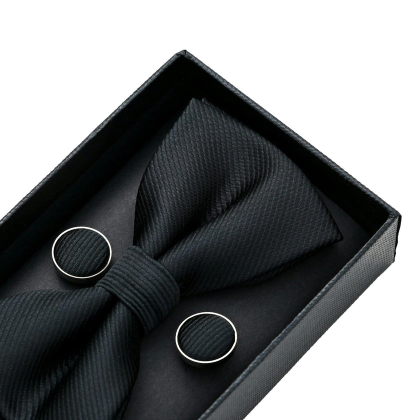 Black Etched Bowtie Set