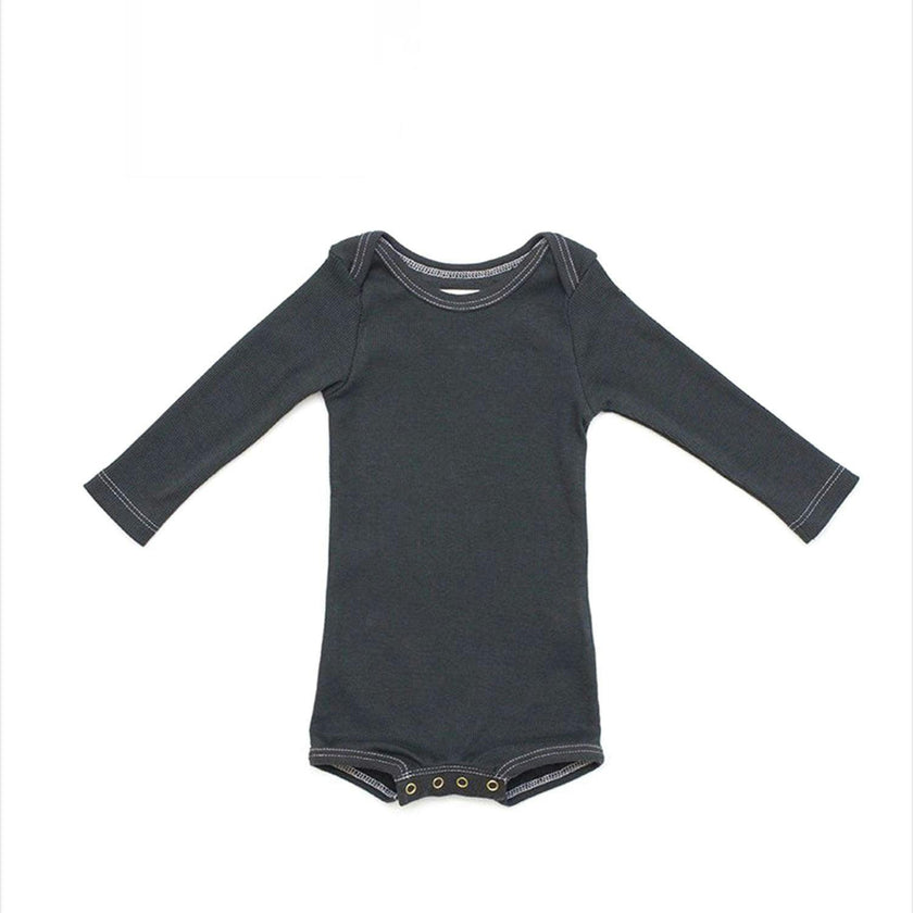 Long Sleeve Crawler w/ Snaps Charcoal