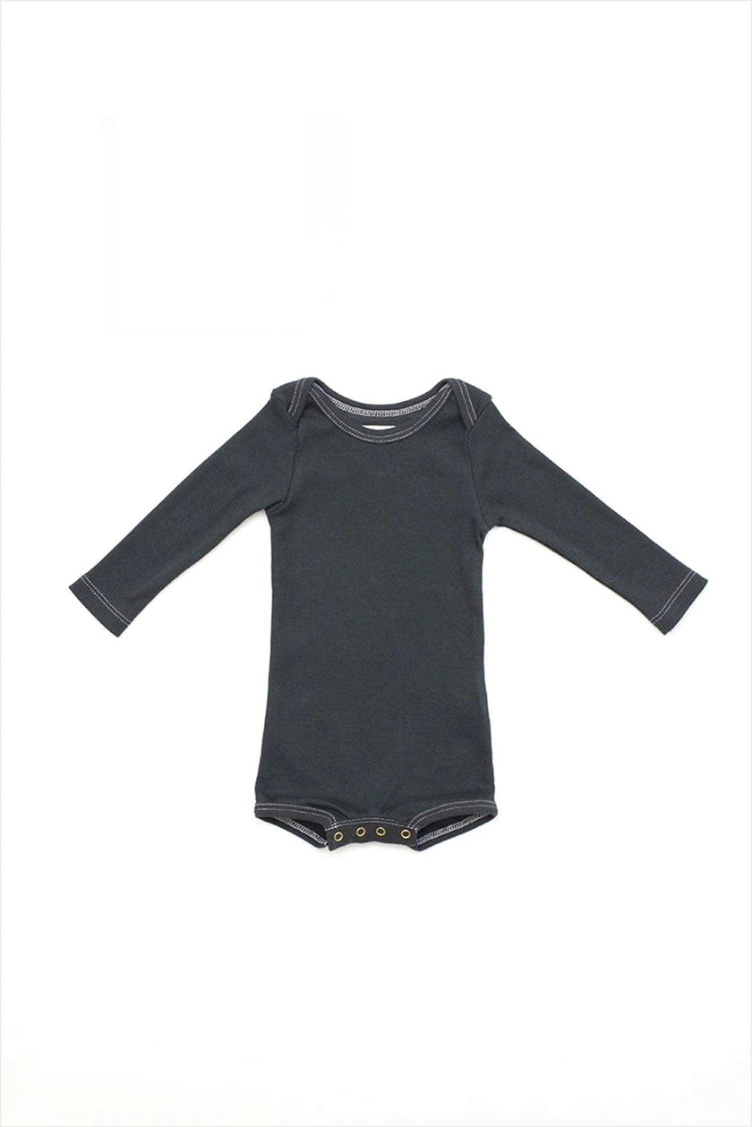 Long Sleeve Crawler w/ Snaps Charcoal