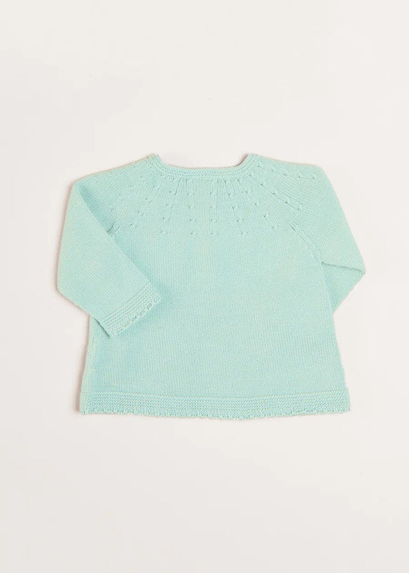 Openwork Detail Baby Cardigan in Sage Green (1-9mths)
