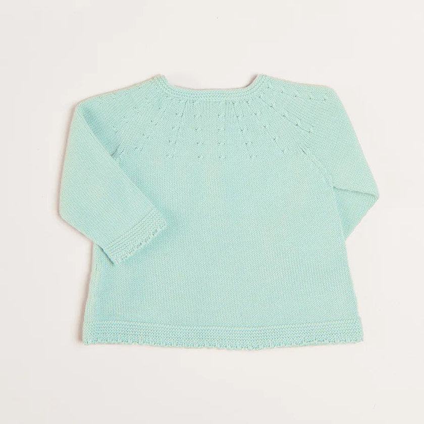 Openwork Detail Baby Cardigan in Sage Green (1-9mths)