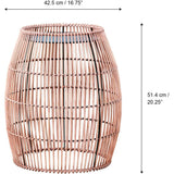 Large Round Outdoor Patio Bamboo Side Table with Iron Top