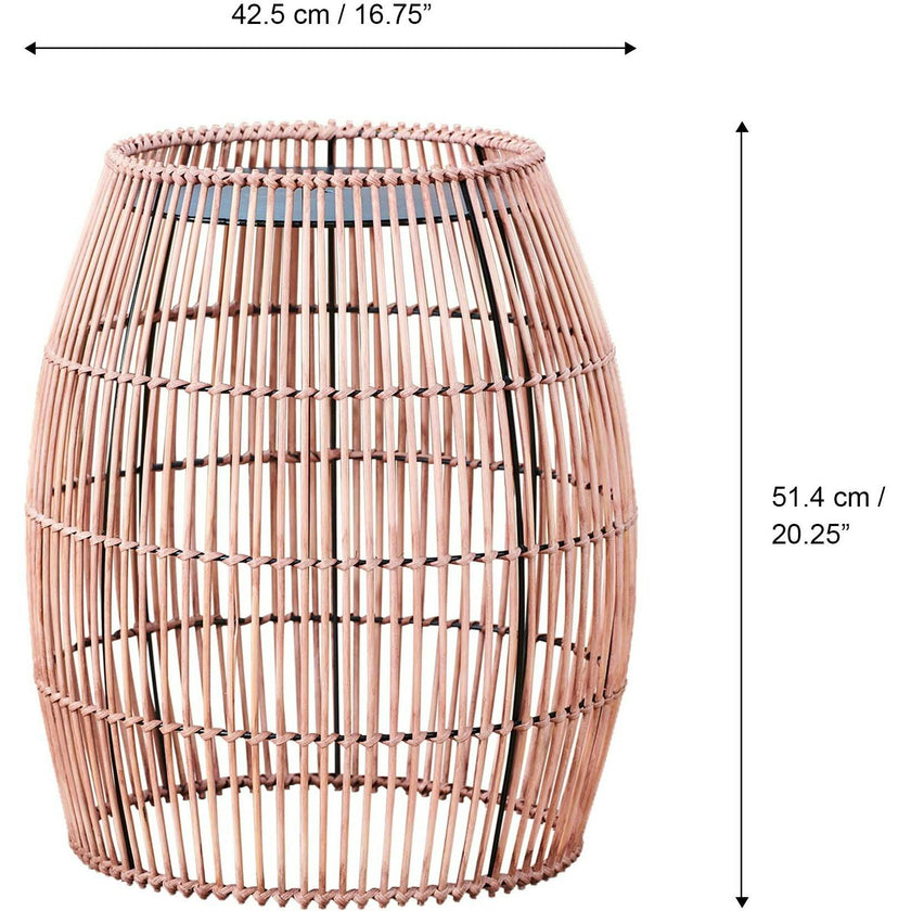 Large Round Outdoor Patio Bamboo Side Table with Iron Top