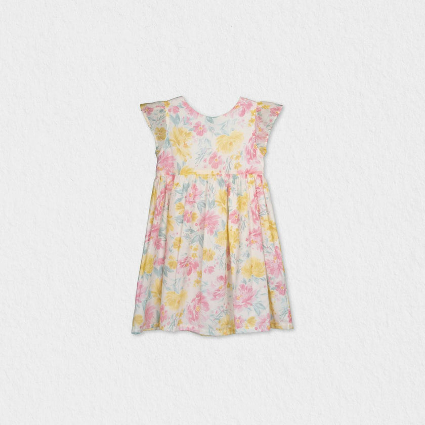 Eugenie Baby Dress Sleeveless, Yellow Pink Lagoon