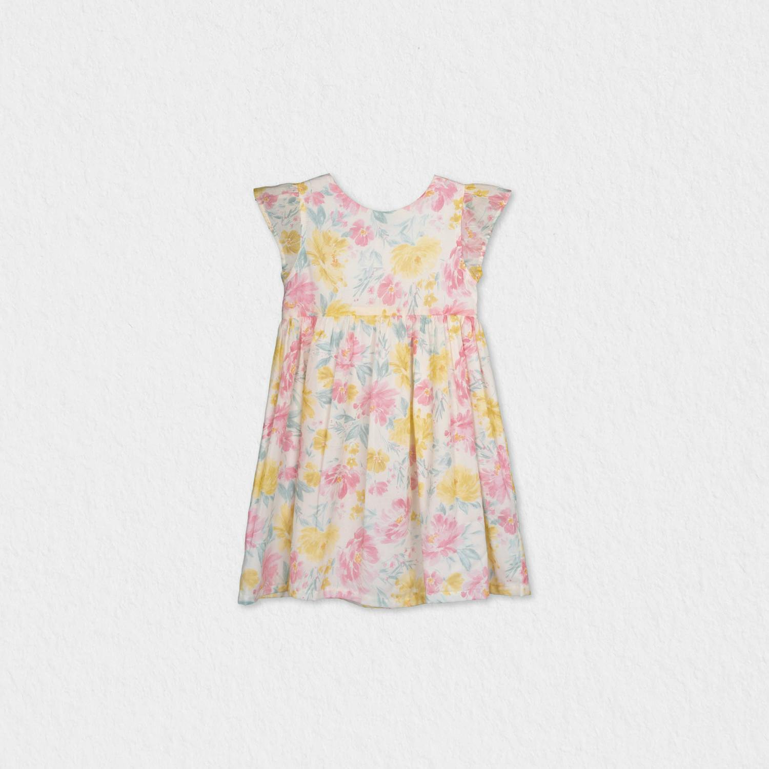 Eugenie Baby Dress Sleeveless, Yellow Pink Lagoon