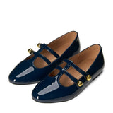 Lory Glossy Knotted Double Straps Mary Jane Shoes