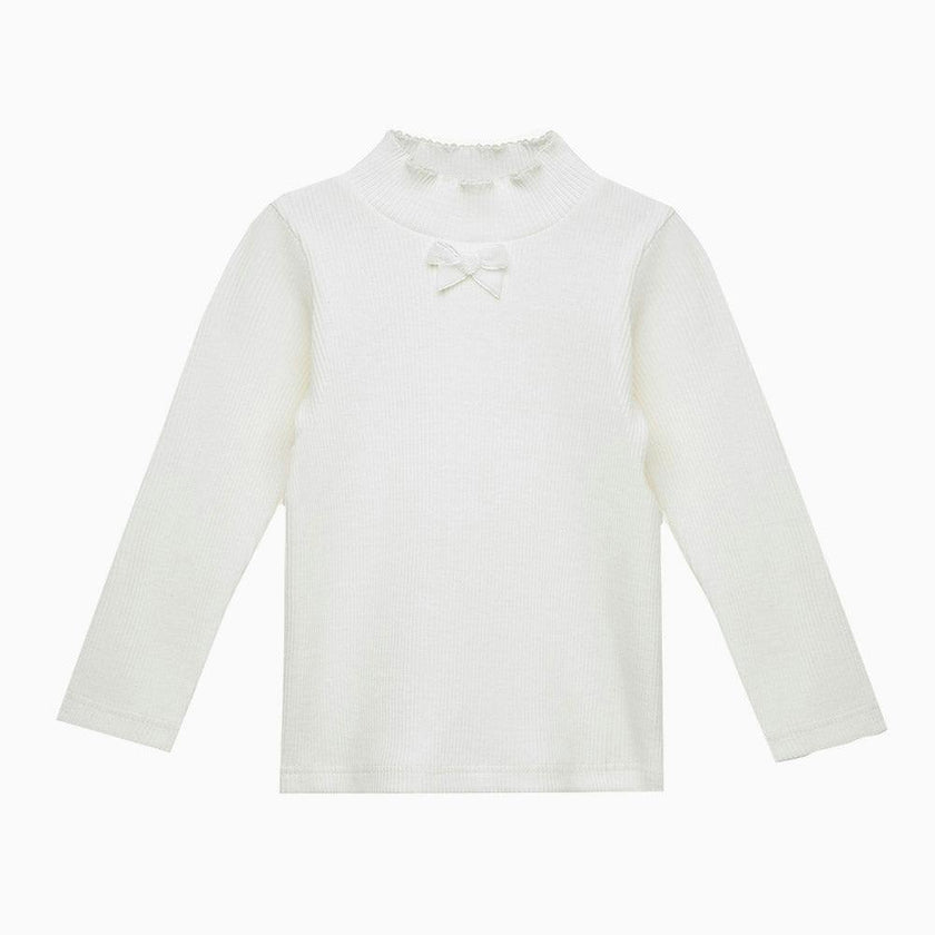 Grace Bow Jersey Top in White