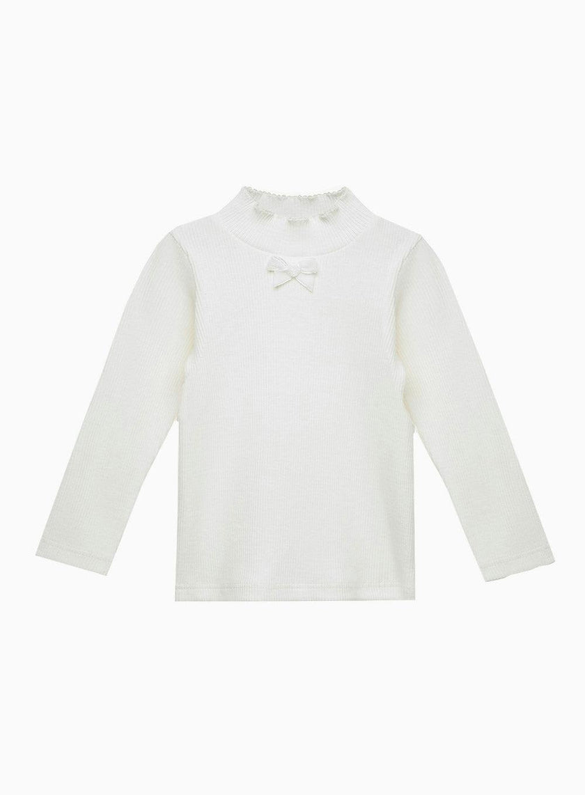 Grace Bow Jersey Top in White