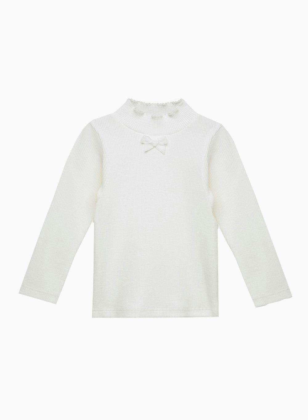 Grace Bow Jersey Top in White