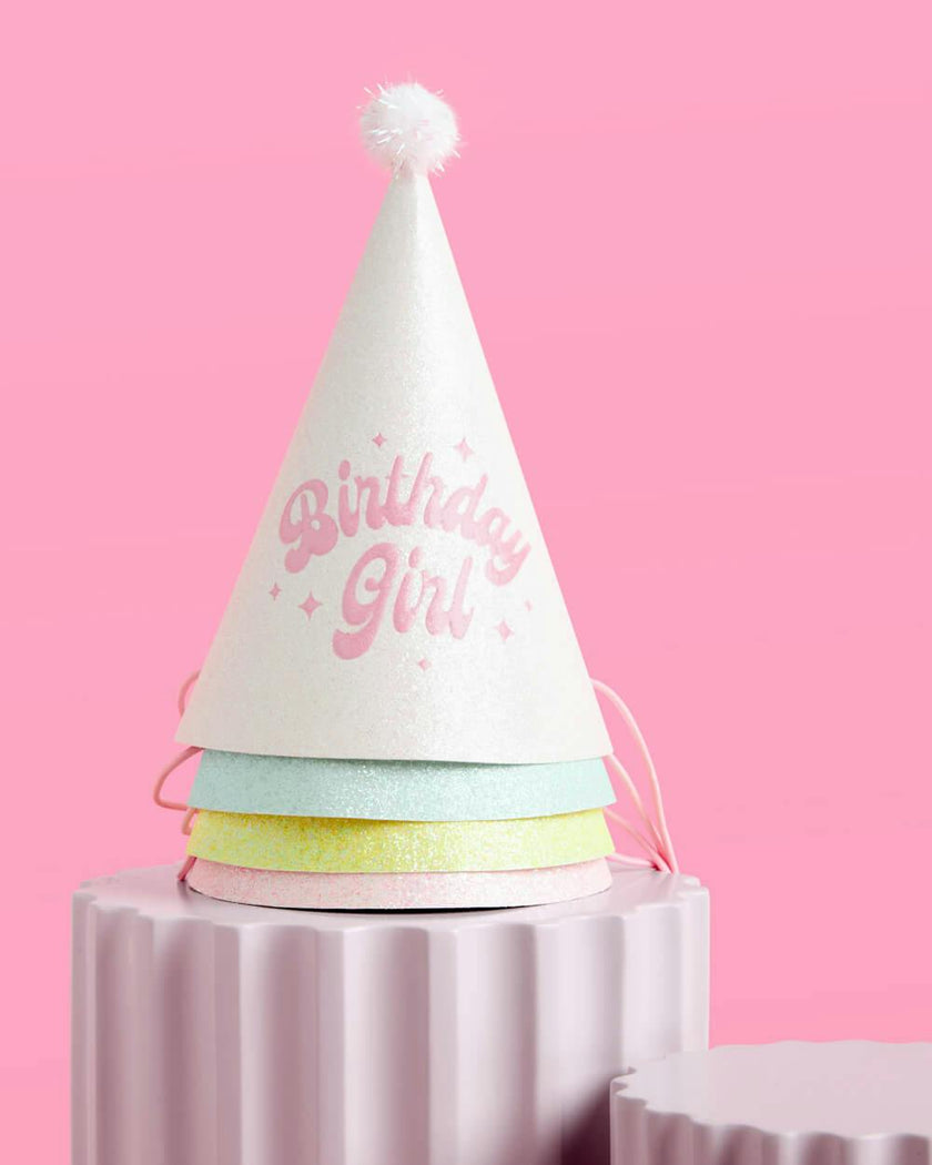 Pastel Party Hats - 13 glitter paper hats