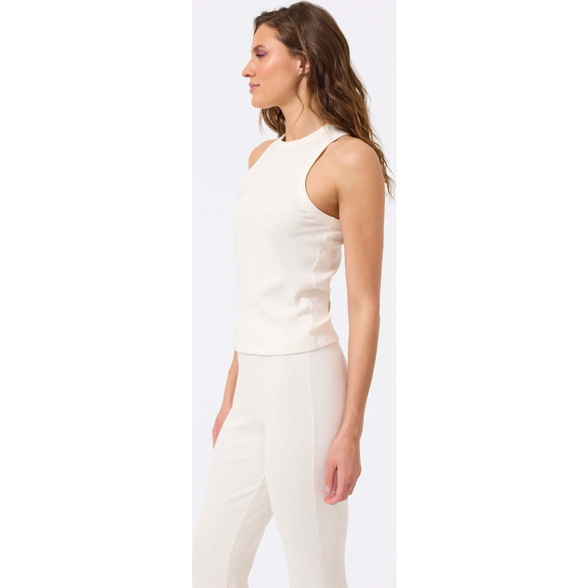 Womens Rib Racer Tank, White