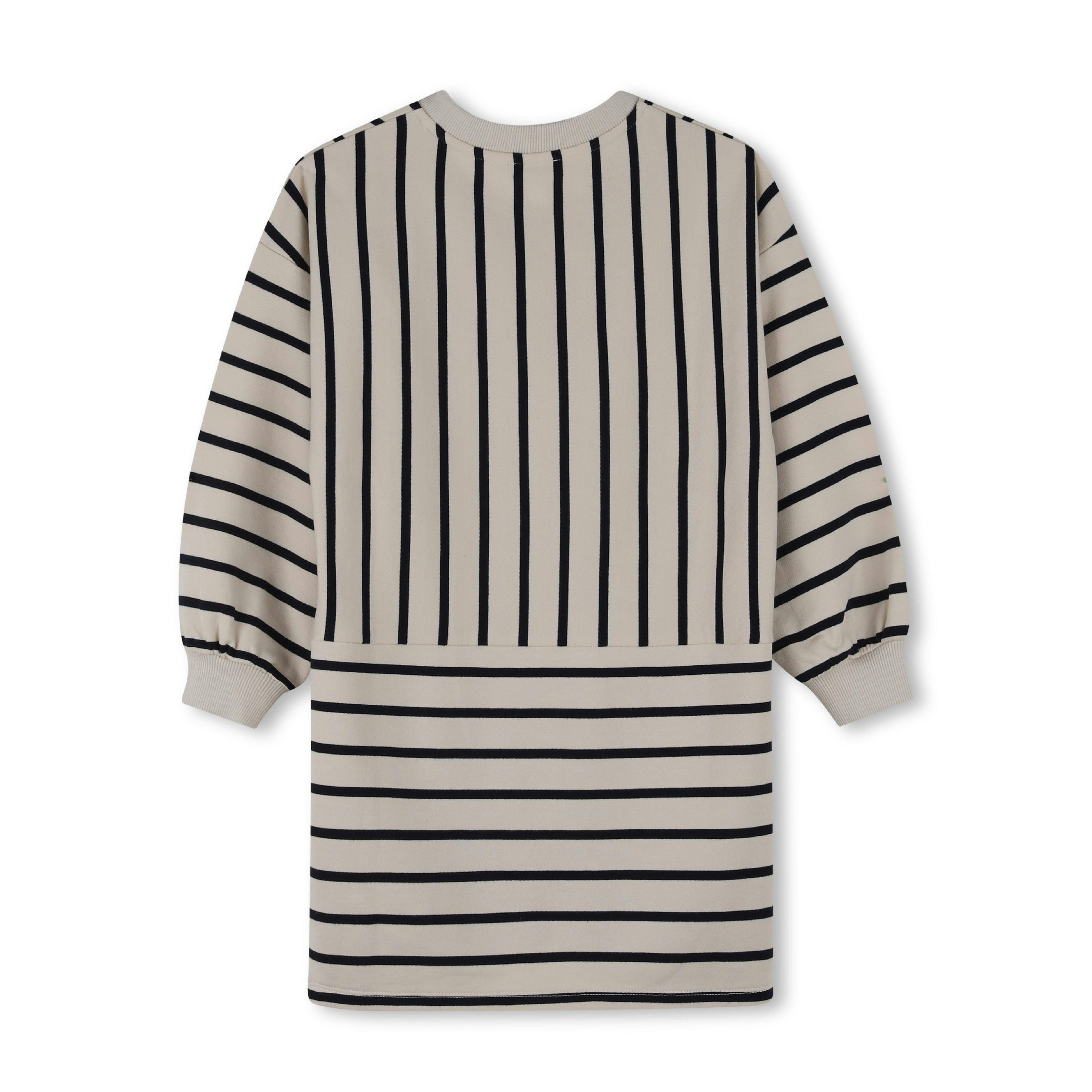 Beige Striped Sweatshirt Dress
