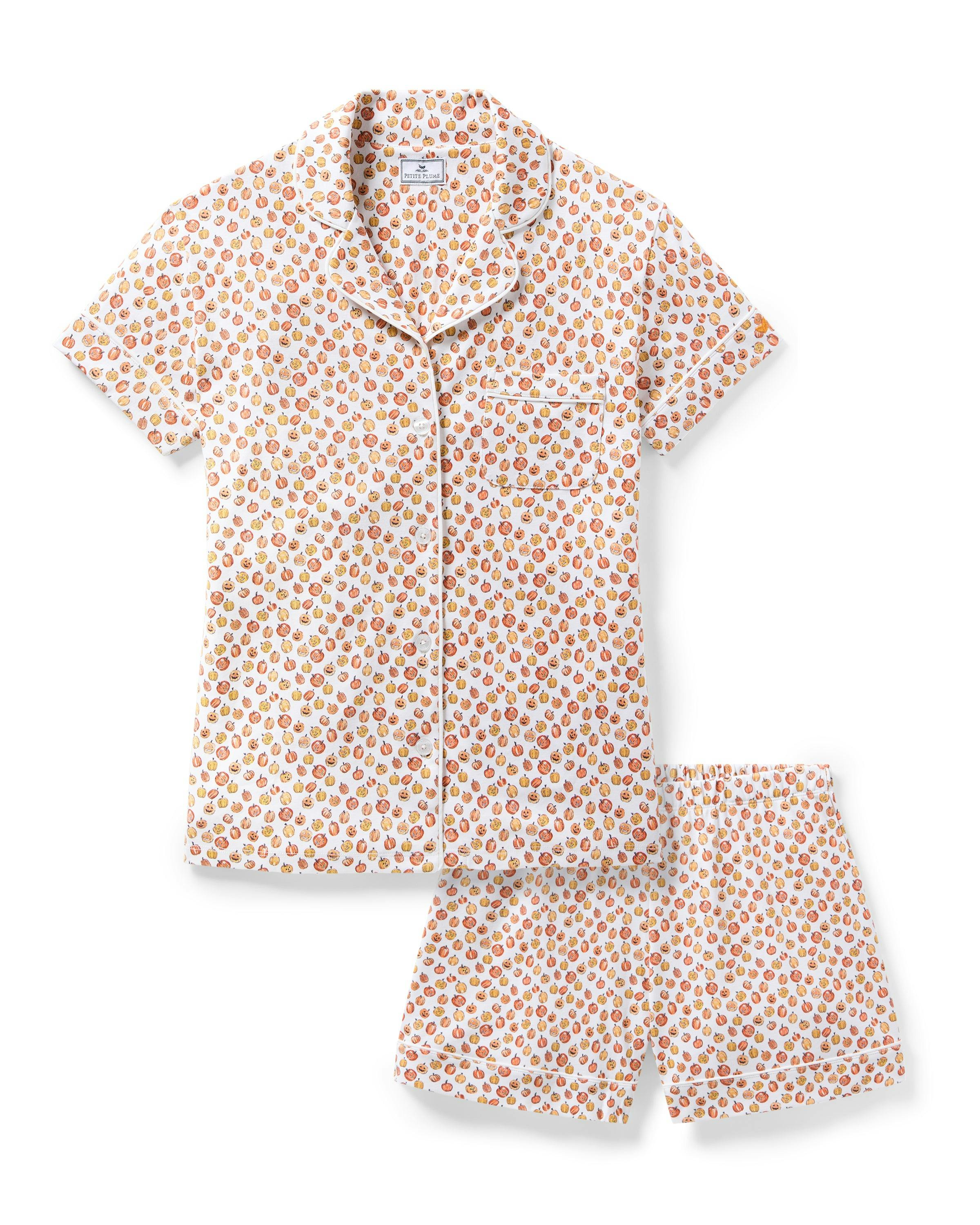 Women's Pima Short Sleeve Short Set in Pumpkin Patch
