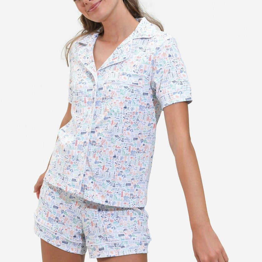 Jersey Shore Women’s Button Front Short Pajama Set