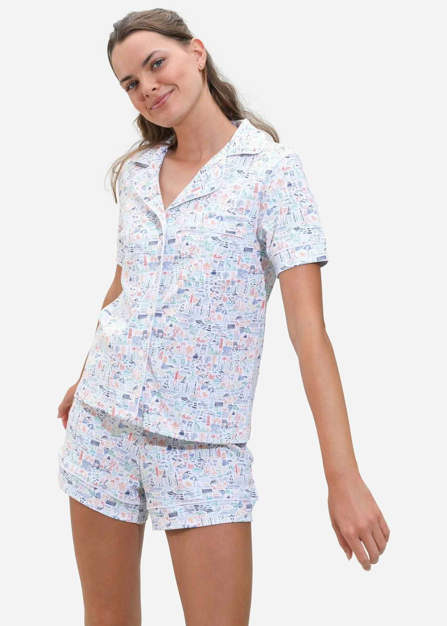 Jersey Shore Women’s Button Front Short Pajama Set