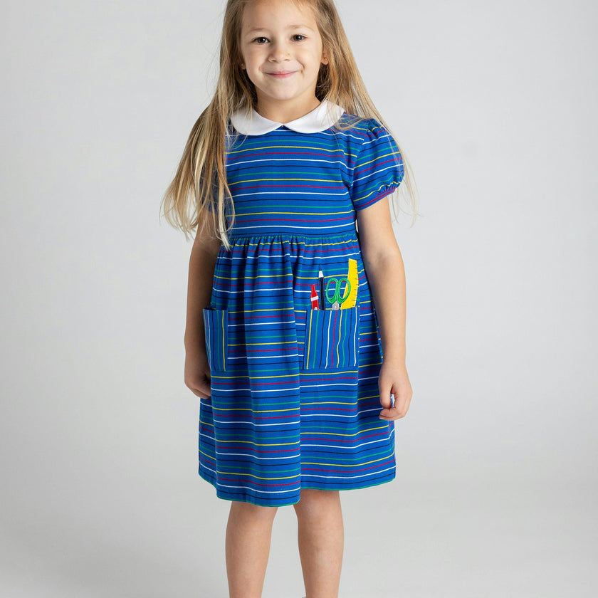 Stripe Knit Dress With School Supplies