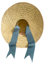 Geranium Sun Hat - Short & Wide French Blue Grosgrain Ribbon