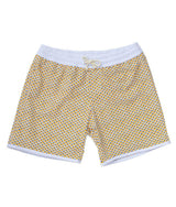 Men's Swim short Tommaso - Scales print mango yellow and pebble