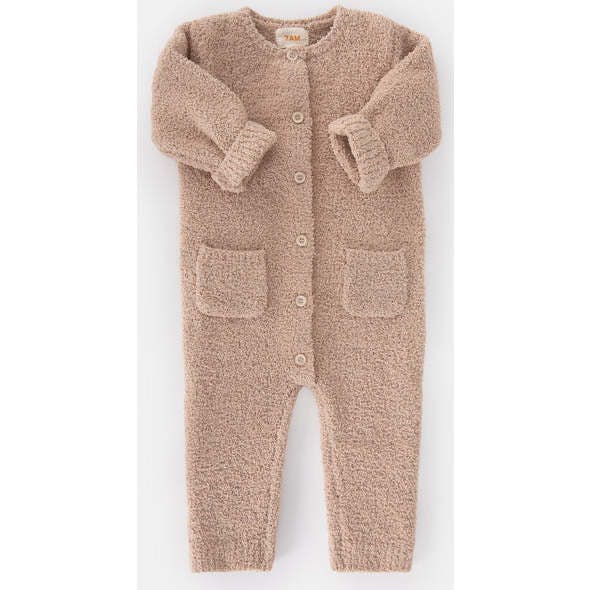 Fuzzy Long Sleeve Buttoned Romper